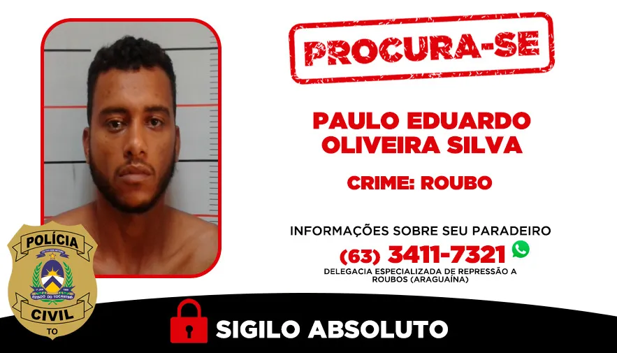 Homem apontado como autor de roubos em série em Araguaína é procurado pela Polícia Civil 