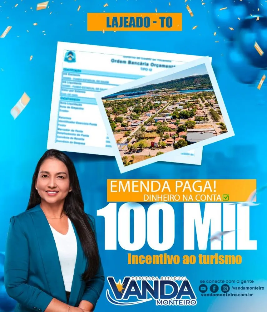 R$ 100 mil na conta: turismo de Lajeado recebe recursos destinados por Vanda Monteiro