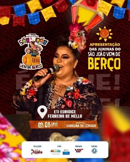 Hoje acontece o ARRAIÁ DA DONA LINDU na ETI EURIDICE FERREIRA DE MELLO às 18h