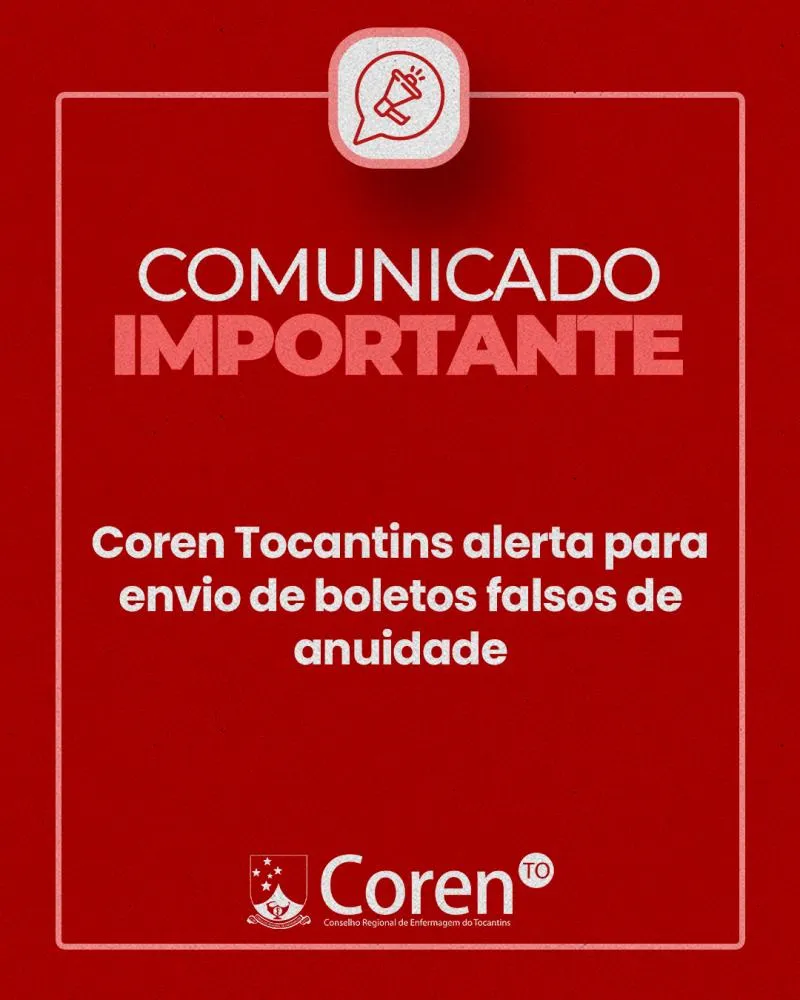 Coren Tocantins alerta para envio de boletos falsos de anuidade