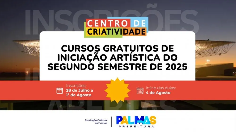 Prefeitura abre 668 vagas gratuitas para aulas de artes do Centro de Criatividade de Palmas