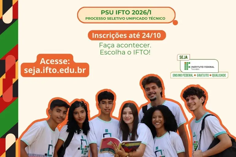 IFTO abre processo seletivo para cursos técnicos integrados ao Ensino Médio