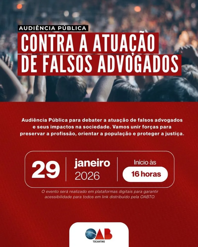 OABTO realiza audiência pública para combater falsos advogados