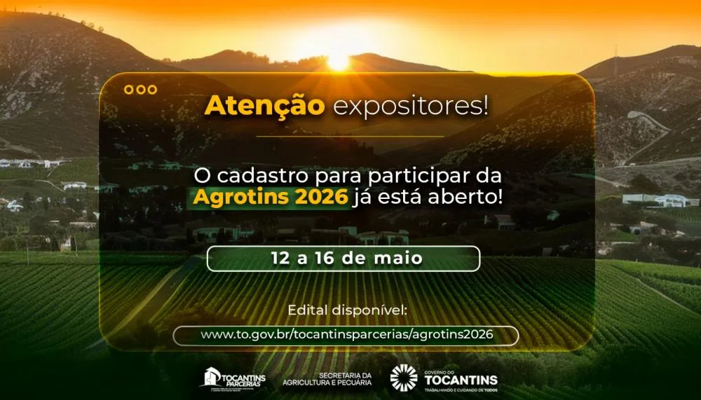 Governo do Tocantins abre cadastro de expositores para a Agrotins 2026