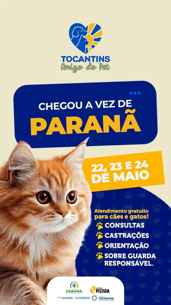 Paranã receberá 4ª edição do programa “Tocantins Amigo do Pet” com atendimentos gratuitos