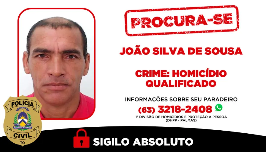 João Silva de Sousa, de 51 anos, investigado por homicídio qualificado ocorrido no dia 11 de agosto de 2025, em Palmas. Foto: DICOM/ SSP/TO