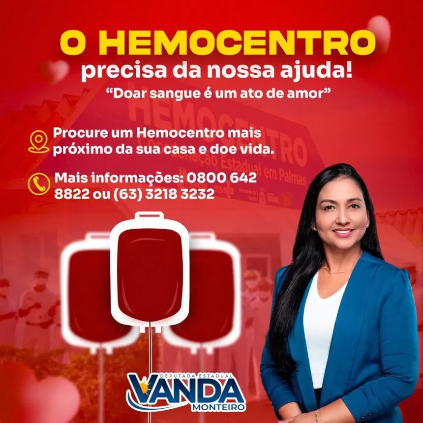 Deputada Vanda Monteiro mobiliza amigos para doação de sangue em Palmas